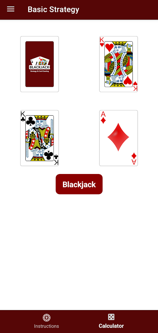 Tela Estratégia básica do app Blackjack Strategy & Counting