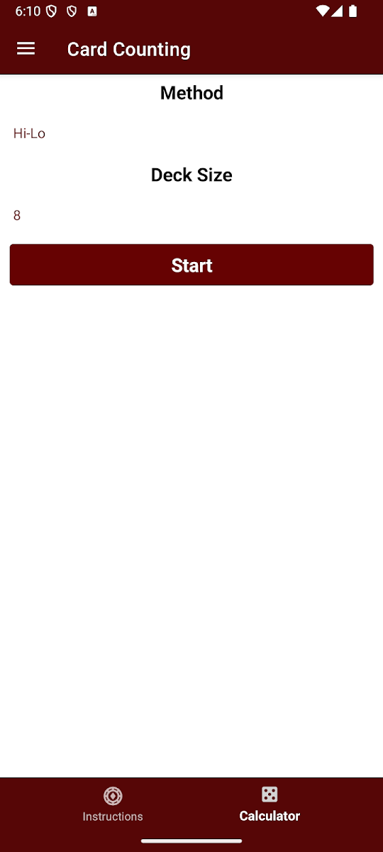 Tela Contagem de cartas do app Blackjack Strategy & Counting