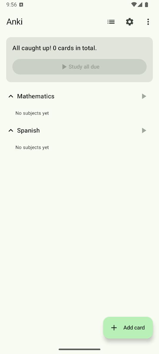 Tela Fila de estudo do app Easy Flashcard