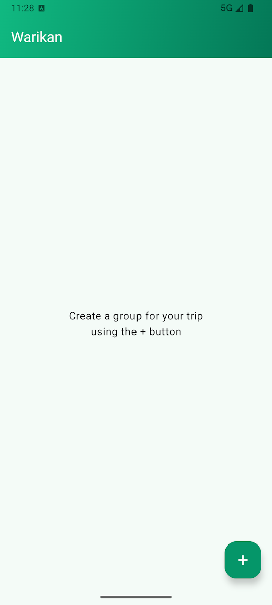 Tela Grupos do app Warikan — Divisão de Contas